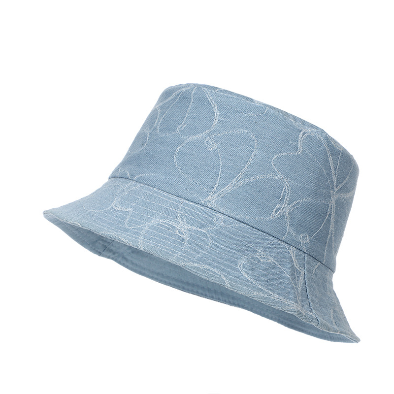Picture of Reversible Spring and Summer Sun Hat for Women with Denim Flowers, Retro Style, Literary and Versatile, Travel Sun Protection Basin Hat, Trendy Brand