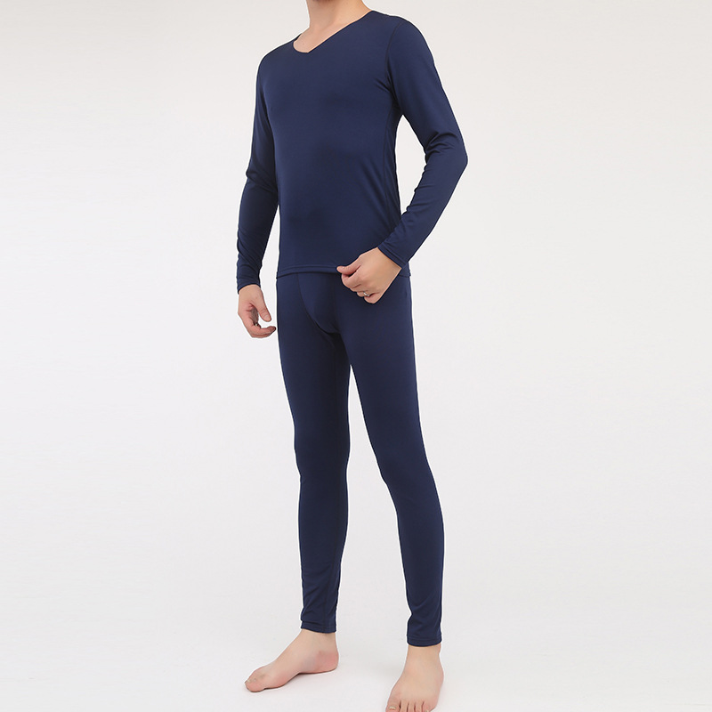 Picture of Winter seamless milk silk sanding thermal underwear men's V-neck suit velvet thin autumn clothes and trousers