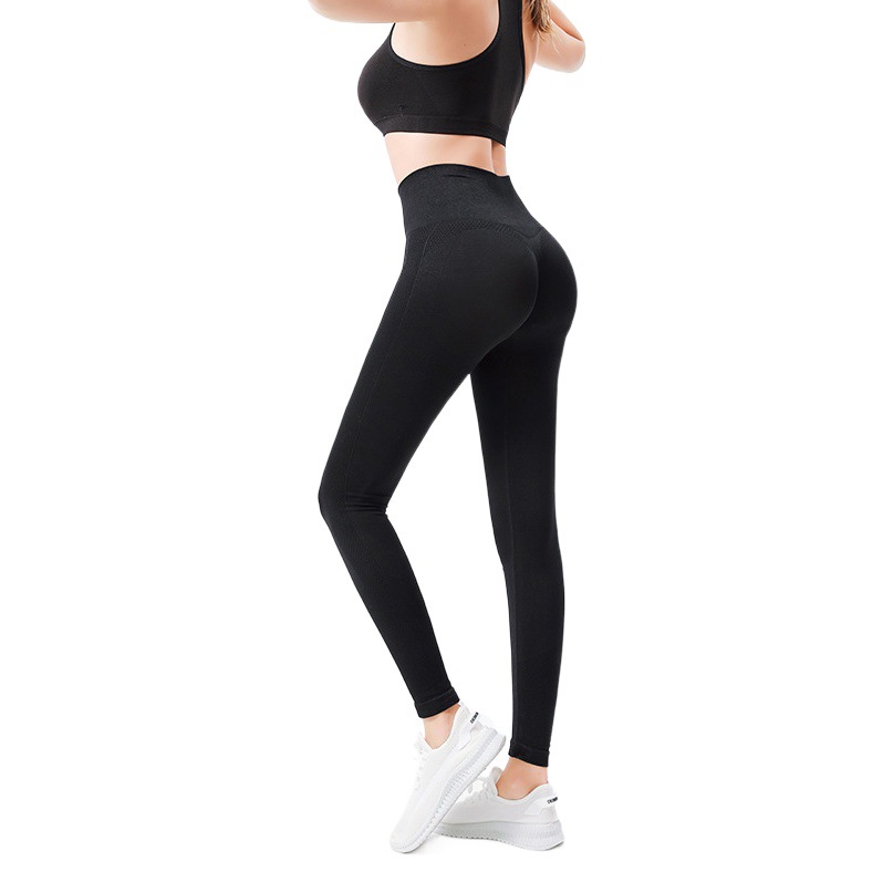 Cross-Border Seamless Dotted Chrysanthemum Smiley High-Waisted Yoga Pants for Women Peach Slim Bottoming Fitness Sports Nine-Point Pants Autumn