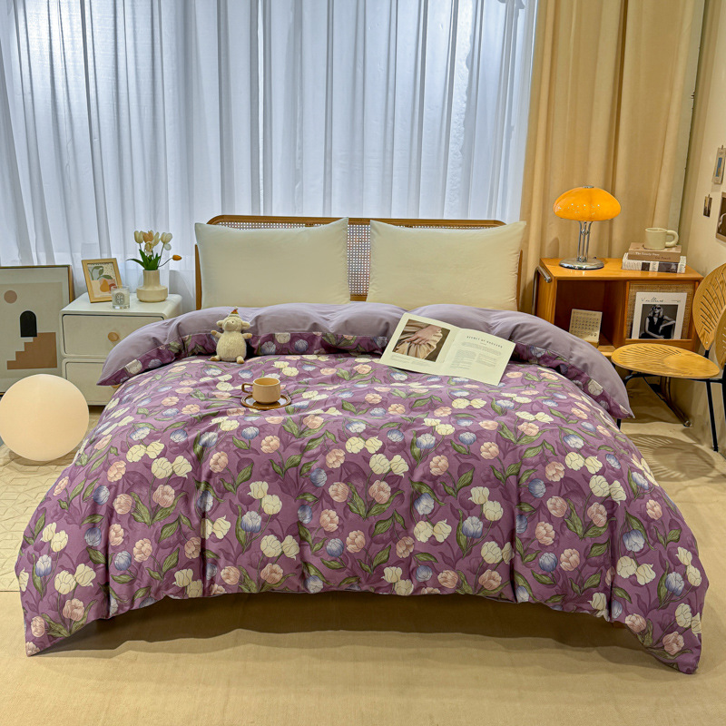 Picture of Cotton brushed duvet cover single piece modern simple single double dormitory thickened quilt cover pure cotton duvet cover single piece