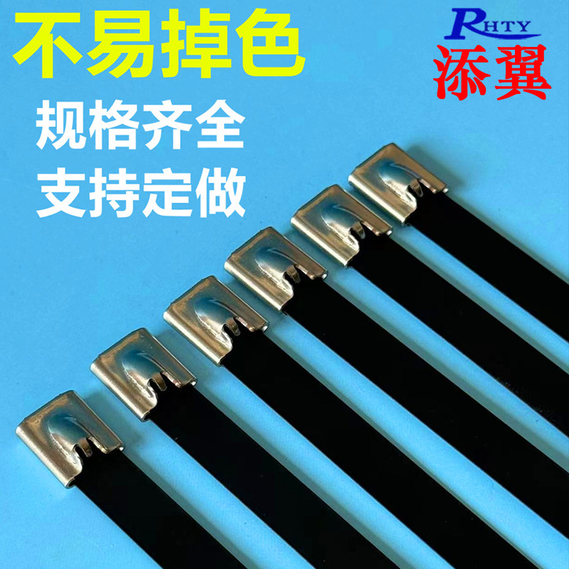 Plastic-sprayed stainless steel cable ties 201 material 304*100*4.6*300*7.9*200 marine metal cable ties manufacturers