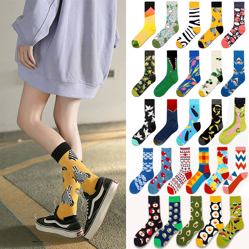 Picture of Mid-Calf Trendy Socks, Fashionable and Comfortable, Elegant Couple Socks, Long Socks for Export, Trendy Oil Painting Style, Jk Internet Celebrity High Socks, Wholesale