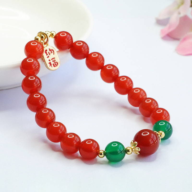 Picture of Yanyu natural red agate bracelet green chalcedony lucky bracelet female jewelry factory wholesale delivery MN2123009