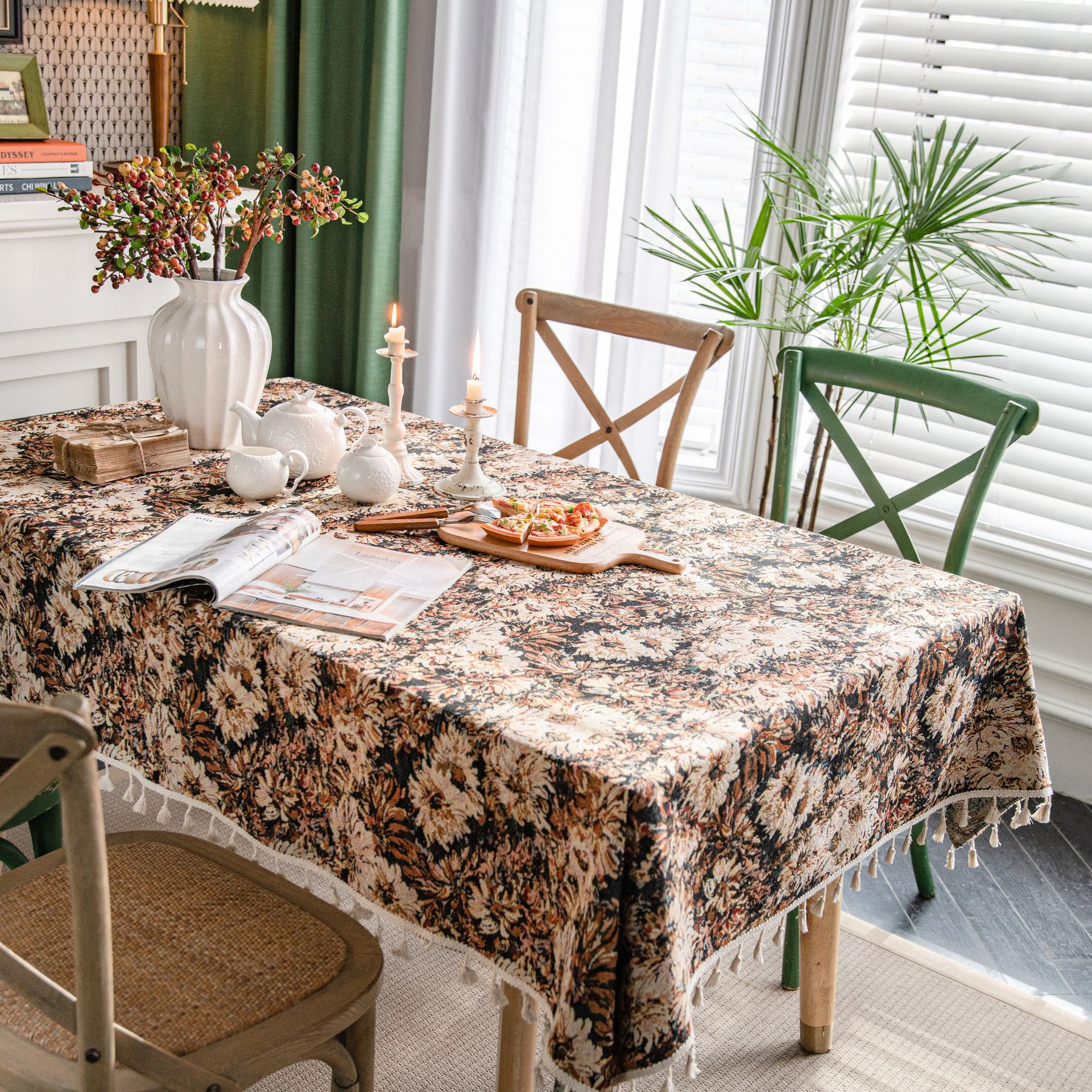 Picture of Yiqi Yun Miao Tablecloth Colorfulful Jacquard Tablecloth Double-Sided Pattern Thick Tablecloth Geometric Bohemian Style