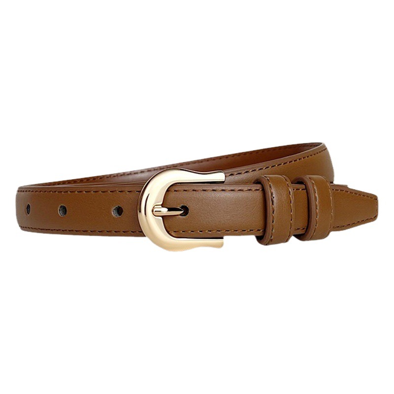 Women's Small Belt Summer Brown Belt with Thin Trousers Simple Versatile Jeans Belt 2025 New Fashion Decoration