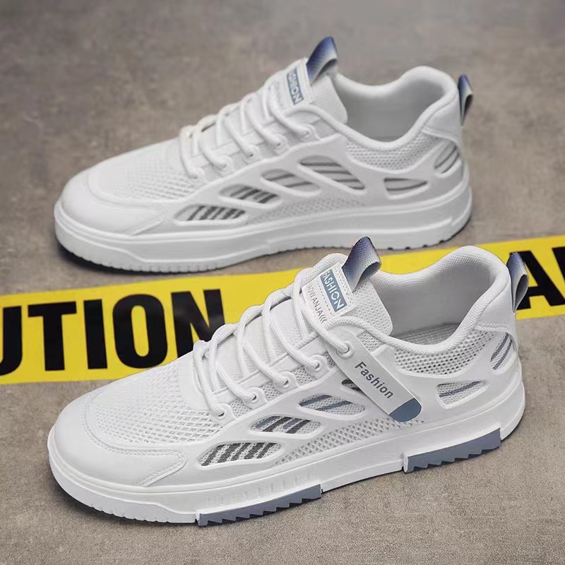 Men's Shoes Spring Breathable Odor-proof Mesh Shoes Trendy All-match Casual Board Shoes Student Sports Soft-soled White Trendy Shoes