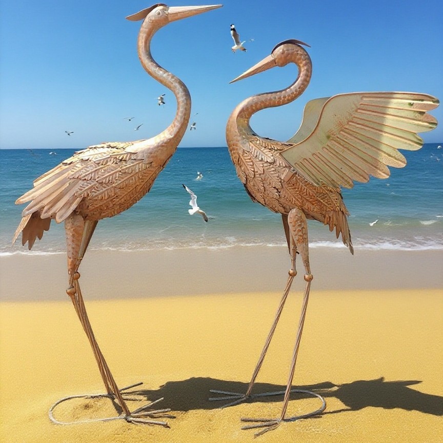 Cross-border Explosions Villa Garden Statue Decoration Courtyard Courtyard Lawn Backyard Swimming Pool Outdoor Crane Two-piece Set