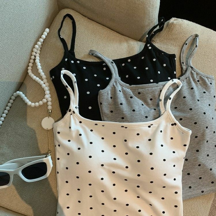 Picture of Pure Lust Style Sexy Polka Dot Backless Small Suspender Belt for Women 2024 Summer with Chest Pad Design Slim Inner Top Trendy
