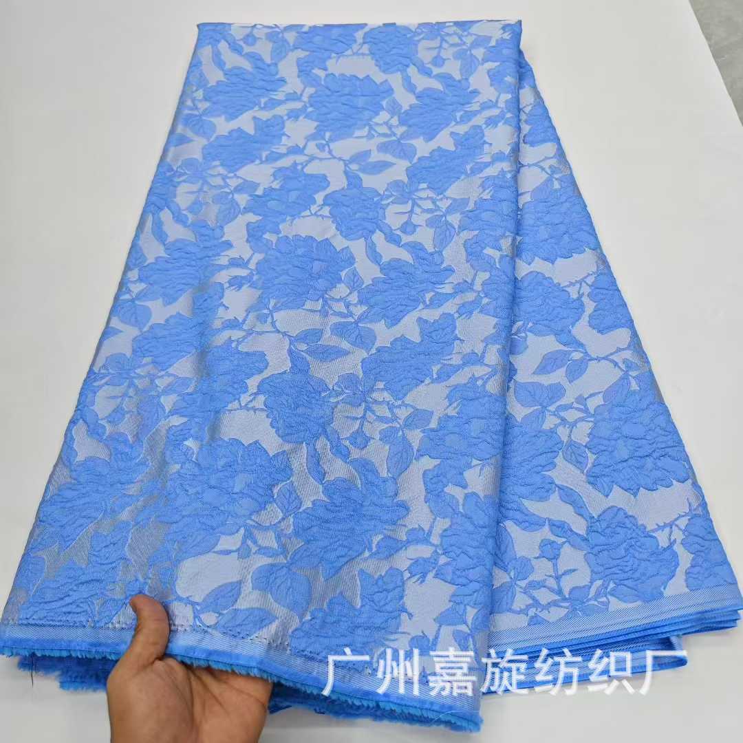 African Ethnic Full-Length Peony Flower Embroider Jacquard Fabric Cheongsam Dress Skirt Embroidered Cloth Brocade Lace