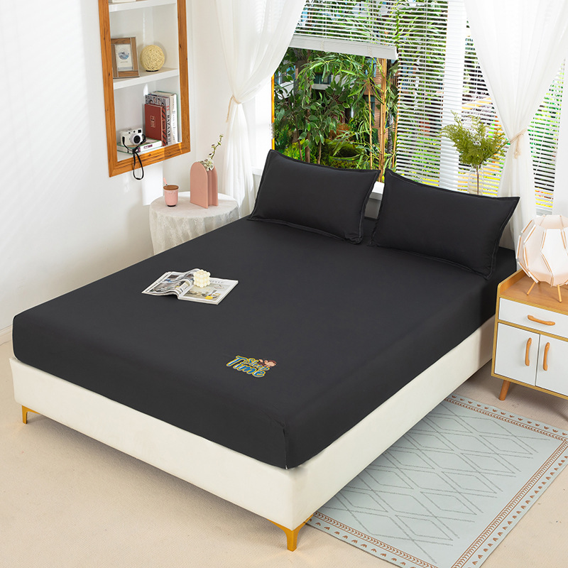 Picture of Bed sheet single-piece fitted sheet all-inclusive bedspread mattress protective cover washed cotton summer maternal and child washed cotton fitted sheet three-piece set