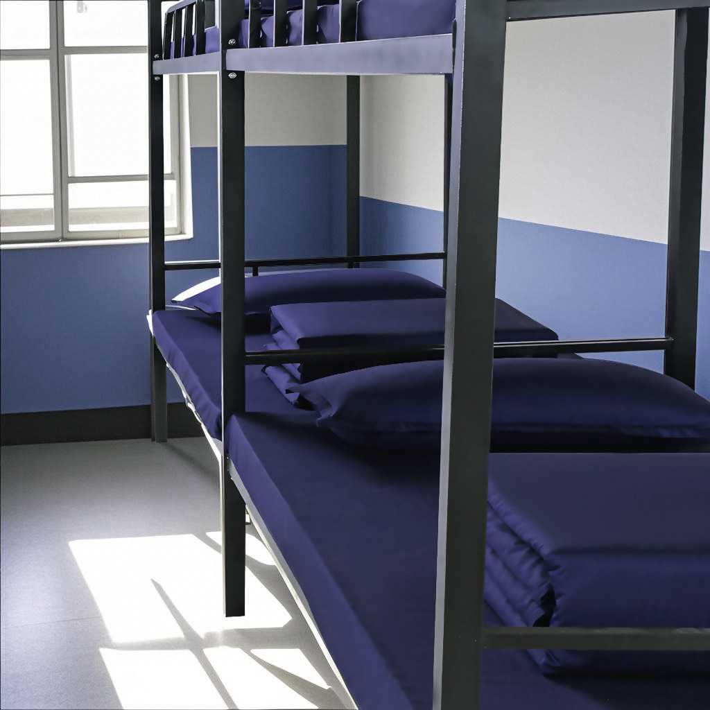 Picture of Three-Piece Bed Sheet and Duvet Cover Set, Fire Flame Blue Pure Cotton Fitted Sheet, Class a All-Cotton Duvet Cover, Six-Piece Bedding Set for Dormitory Use
