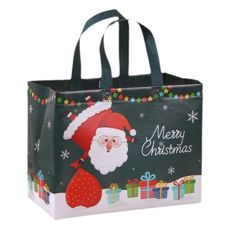 Film-coated Non-woven Bag Christmas Gift Bag in stock Customizable Handbag Hot Pressed Stereo Bag Advertising Shopping Bag