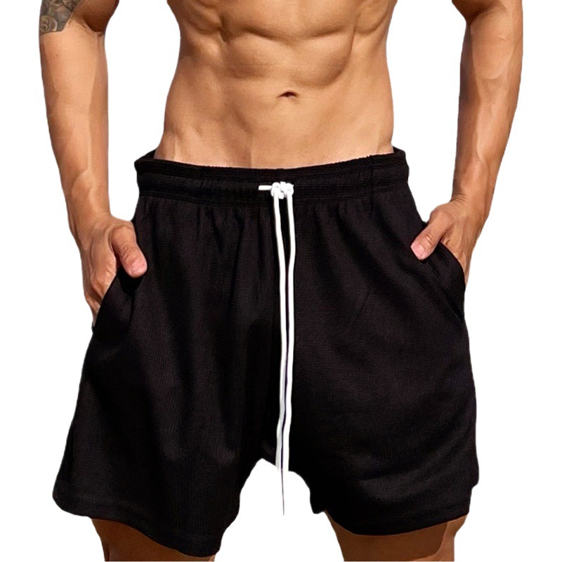2023 Muscle Fitness New Summer Sports Casual Waffle Shorts Men's Running Training Clothes Half Pants