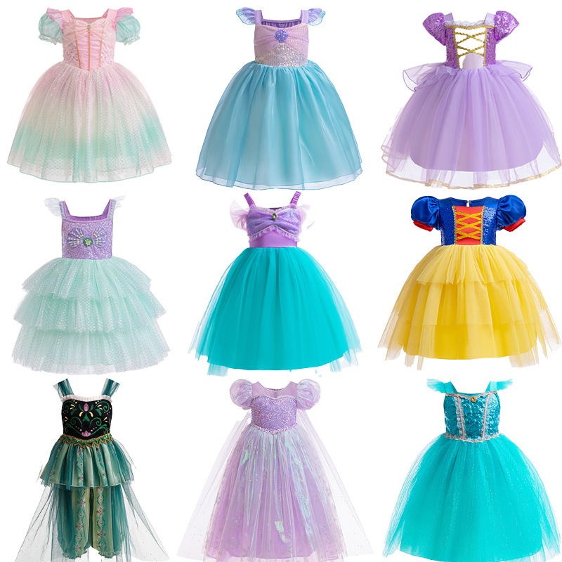 Girl's dress Summer Dress Princess Aisha Dress Girl's Western-style Dress Children's Dress Birthday Party Skirt Summer