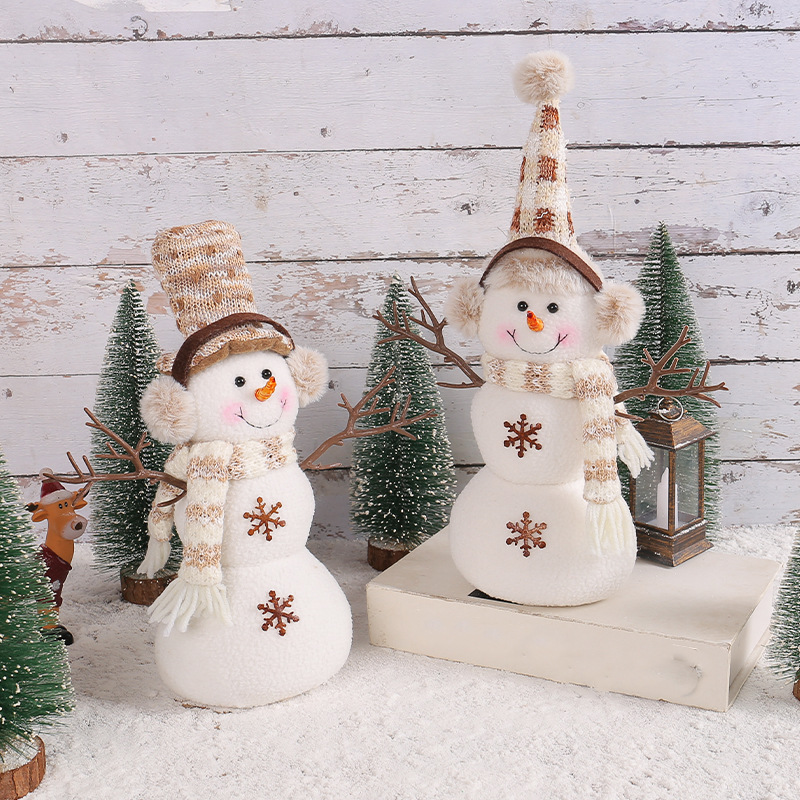 Cross-border Christmas short hat snowman doll 2023 Cangyan creative desktop decoration Christmas scene layout