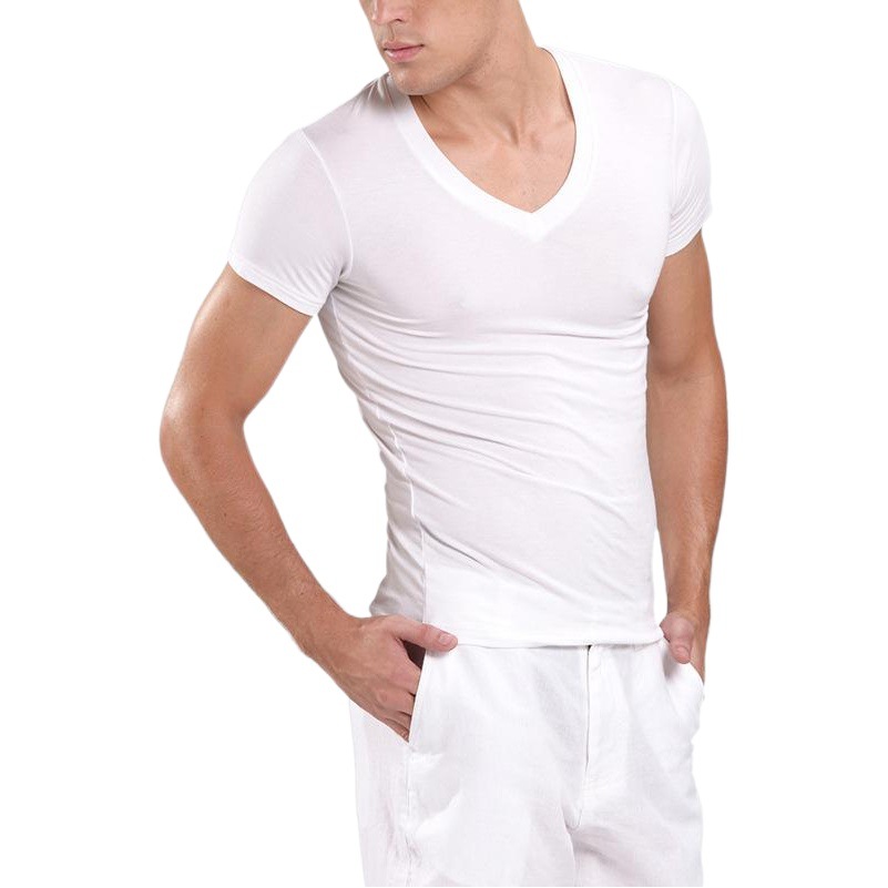 Men's underwear modal deep V-neck short-sleeved T-shirt Slim thin vest summer bottoming men's sports bottoming shirt