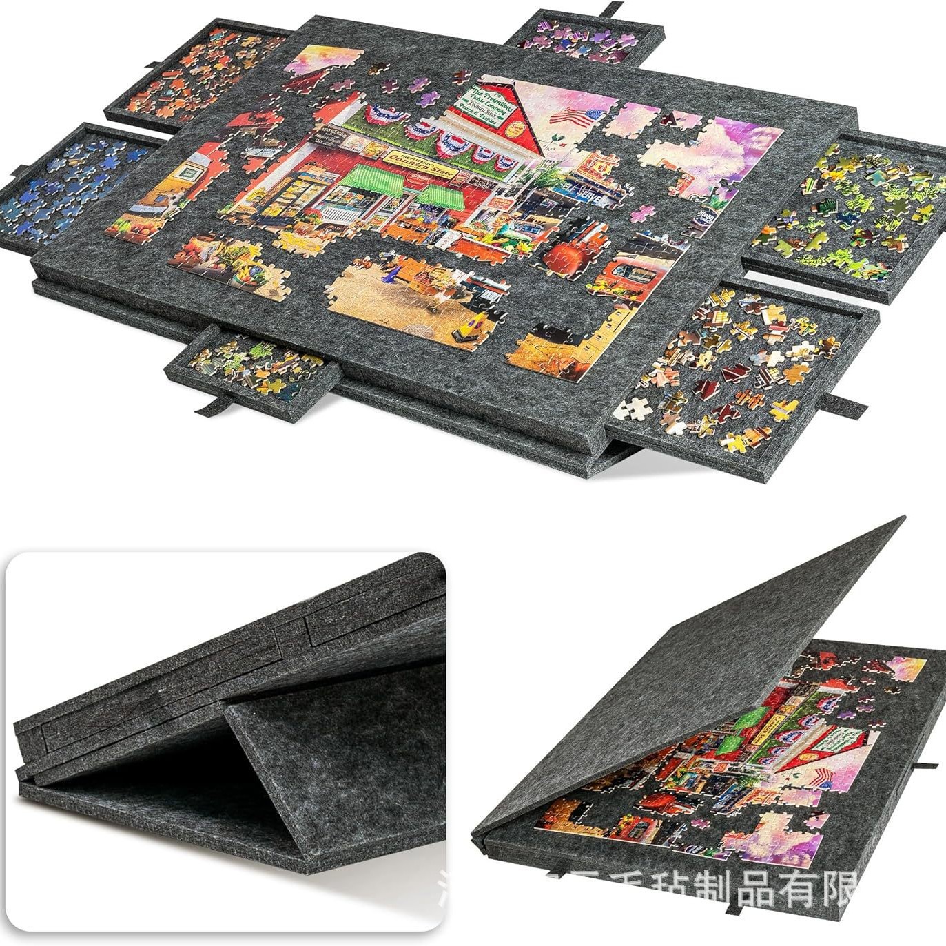 Cross-border New Jigsaw Board Foldable 6 Drawer Box Tilt Board Bracket Lid Portable Classification Board Jigsaw Board