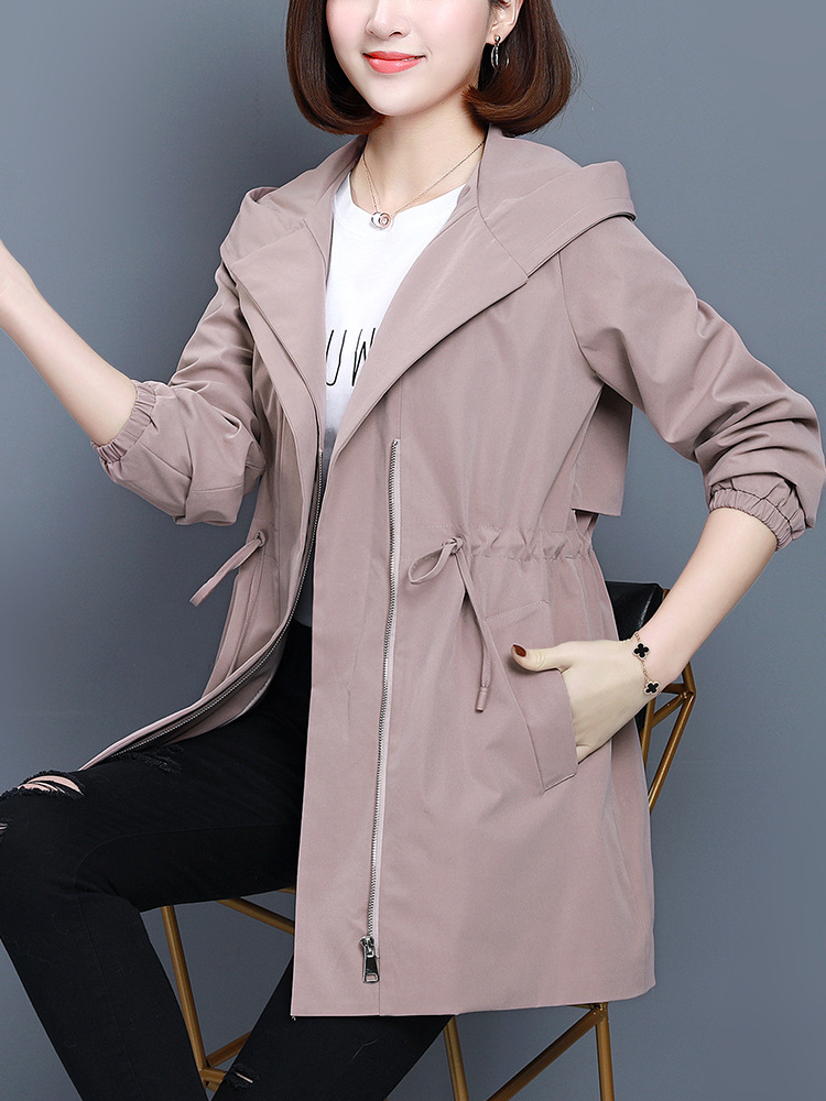 Picture of Casual Waist Slimming Coat Women's 2024 Spring and Autumn Korean Style plus size Loose Middle-aged Mother's Age-reducing Mid-length Coat