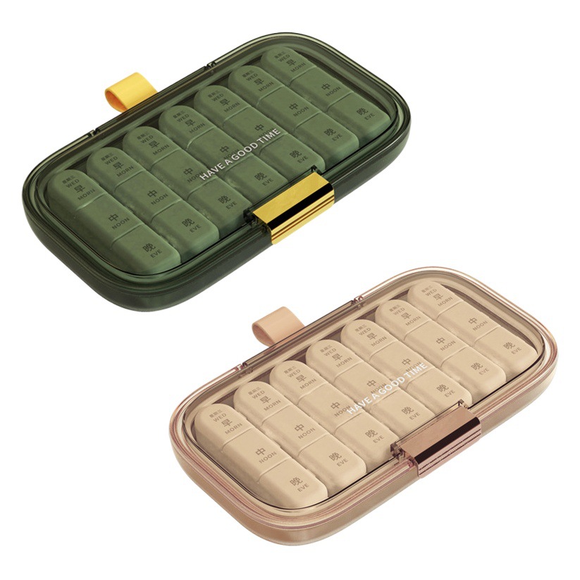 Portable Pill Box, Three Meals a Day, Large-Capacity Portable Medicine Dispensing Box, Seven Days a Week, Medicine Dispensing Box