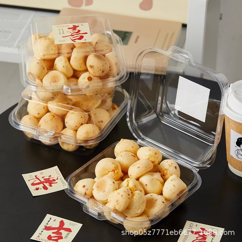 Mini Cheese Potato Packaging Box Small Puff Chinese Pastry Heart Tiramisu Cake Baking Transparent Packaging Box