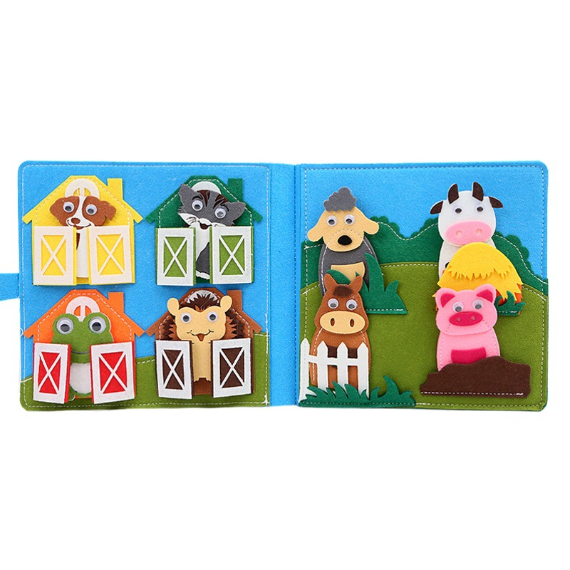 New product felt early teaching puzzle three-dimensional animal farm children's cognitive animal felt cloth book early teaching