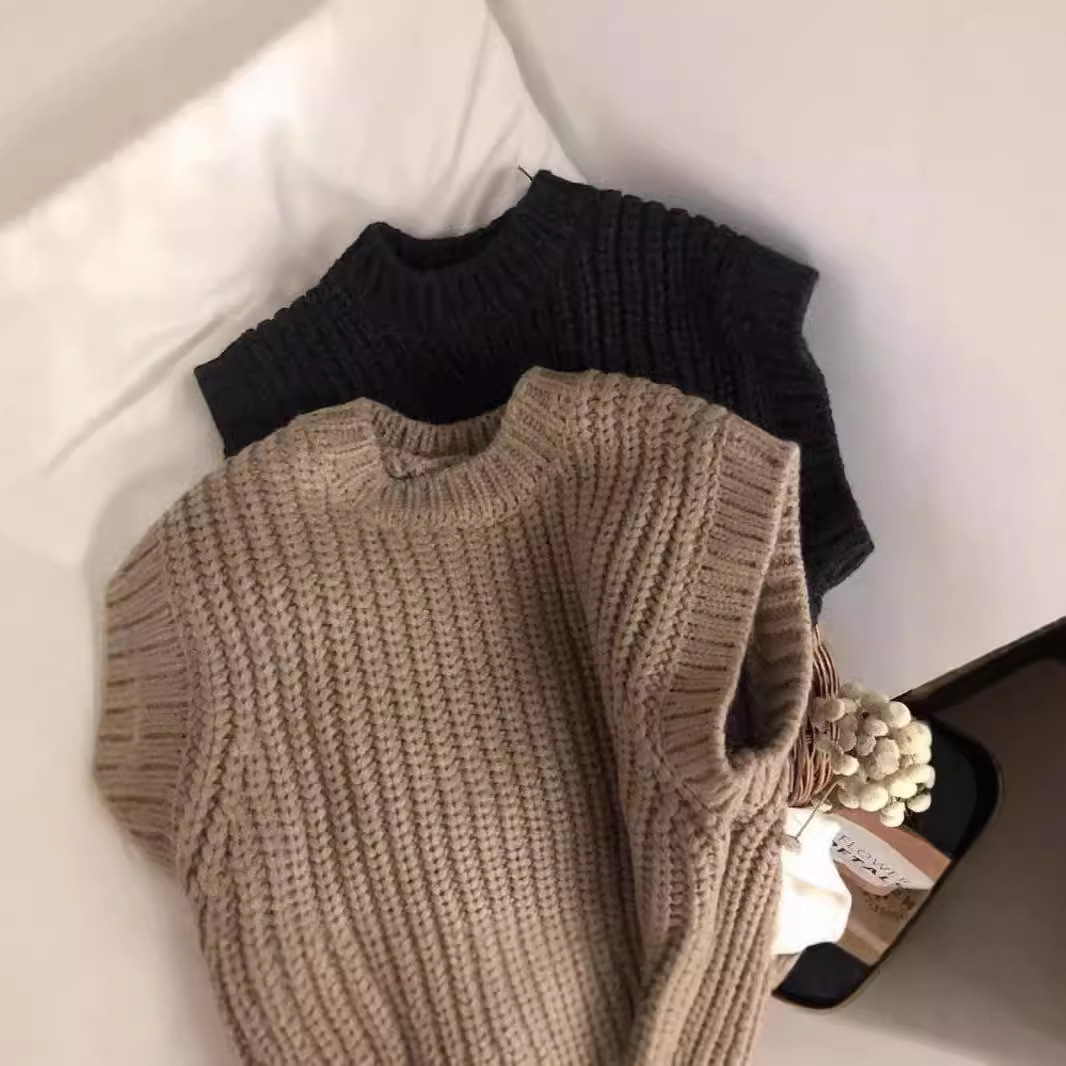 Picture of South Korea Children's Thick Thick Wool Vest Spring and Autumn Knitted Sweater Artistic Mori Style Sleeveless Vest for Boys and Girls Trendy