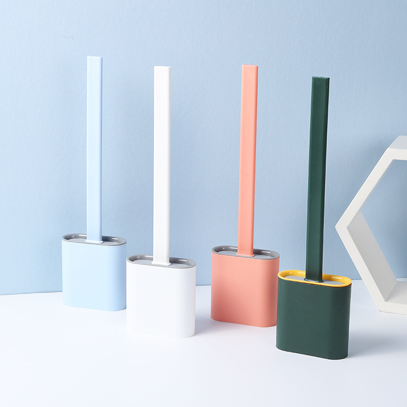 Creative Wall Hanging Soft Rubber Long Handle Toilet Brush Set Toilet Household Toilet No Dead Angle Silicone Cleaning Brush
