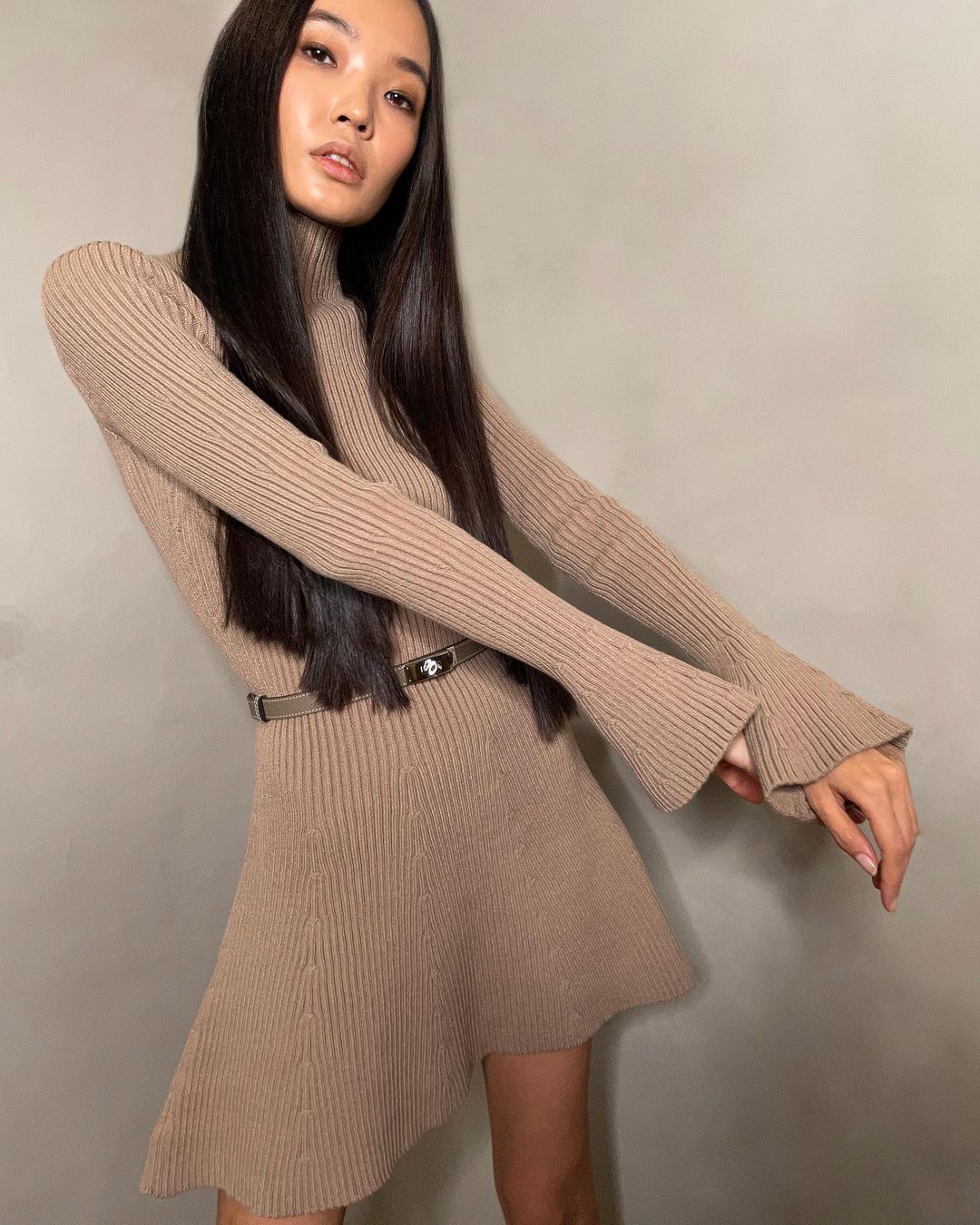 Picture of European and American Export 2024 Autumn and Winter Thick Turtleneck Sweater Knitted Petite Pullover Women's Sweater Dress Black Thick Style