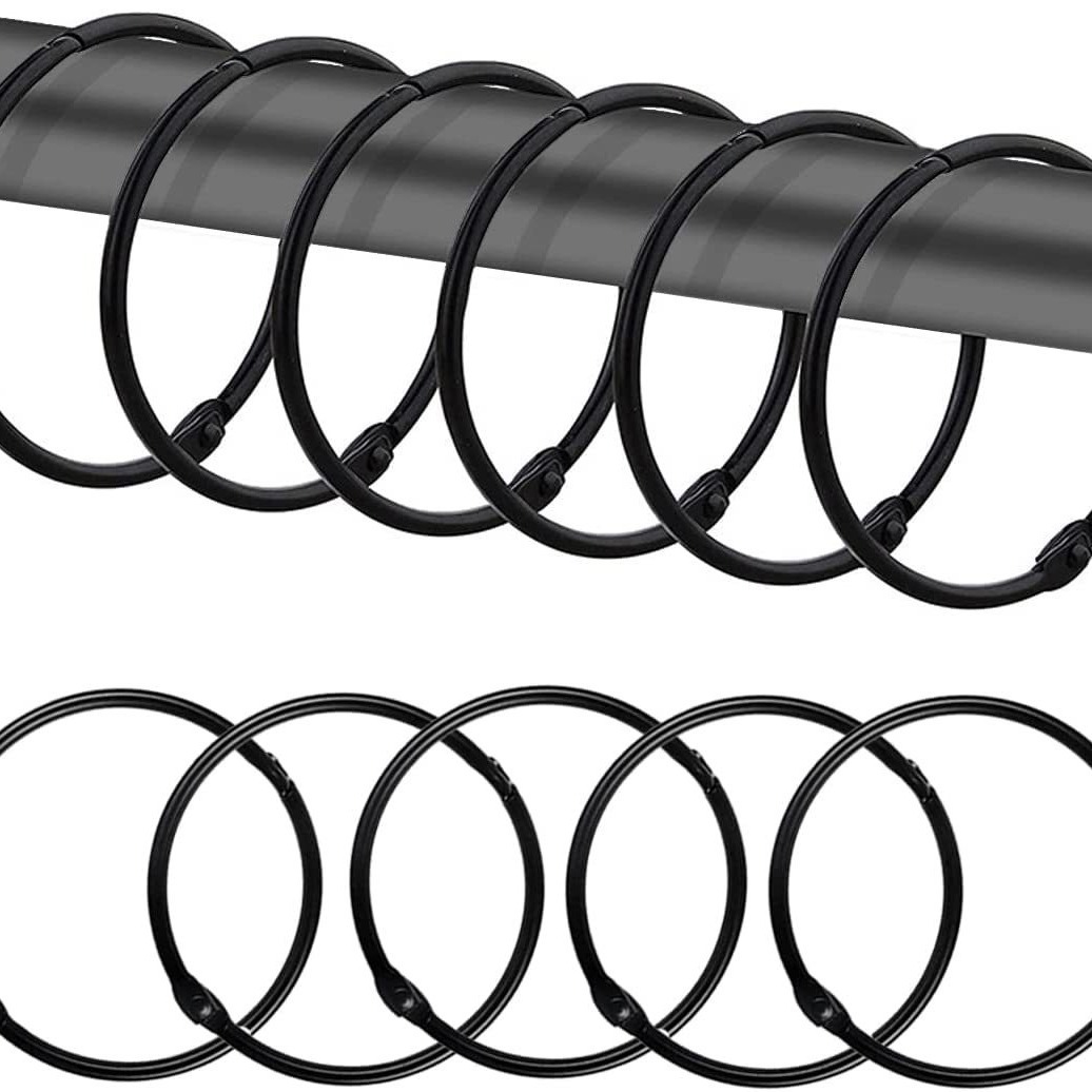 Cross Border TUMU Shower Curtain Ring Black Open Curtain Ring Round Bath Ring Hook Roman Ring Activity Card Ring Book Ring