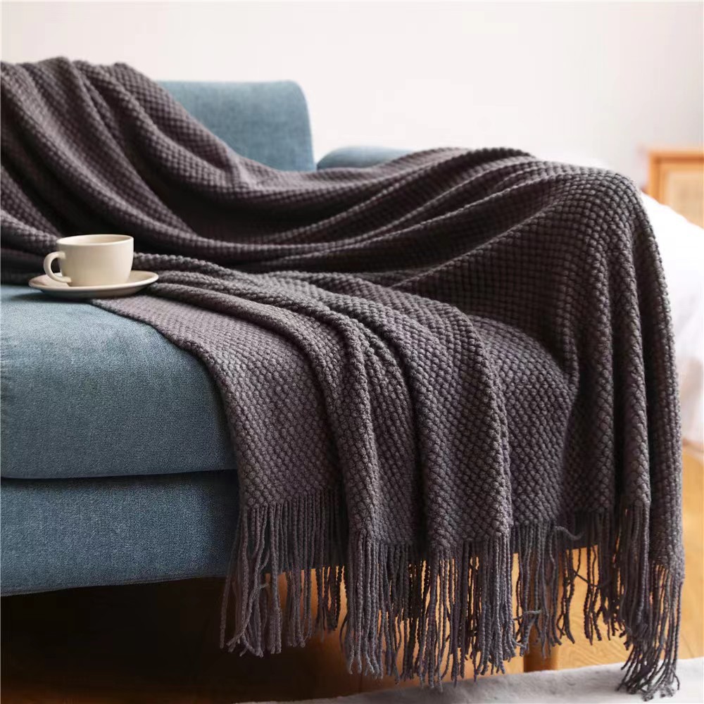 Picture of Advanced Entry Luxury Bean Blanket Autumn and Winter Travel Office Sofa Blanket Nap Shawl Warm Solid Color Aviation Blanket