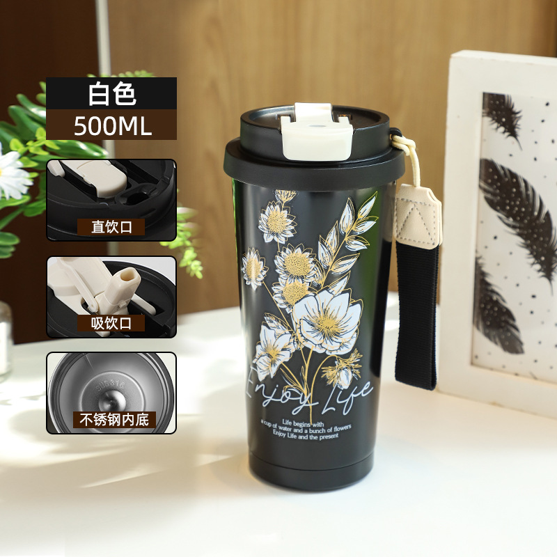 Picture of Wholesale Insulated Cups, Trendy High-Appearance Cold Coffee Cups for Men and Women, Outdoor Car-Mounted Stainless Steel Dual-Drink Gift Cups