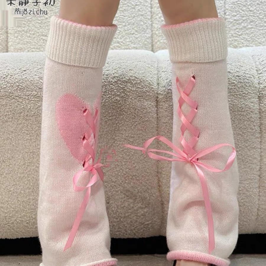 Japanese Lolita Socks Fall/Winter Ribbon Star Leg Cover Horn Lipstick Calf Cover Subculture Knitted Stacked Socks