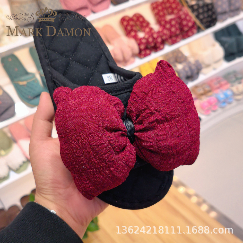 New Princess Style Girly Style Home Fabric Slippers Indoor Non-Slip Thickened Soft Bottom Home Shoes for Women Luxury All Seasons