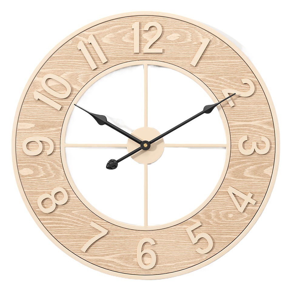Amazon's Best-Selling Creative Wall Clock Living Room Decoration Wooden Clock Home Clock Silent Clock Wall Clock Direct Sale