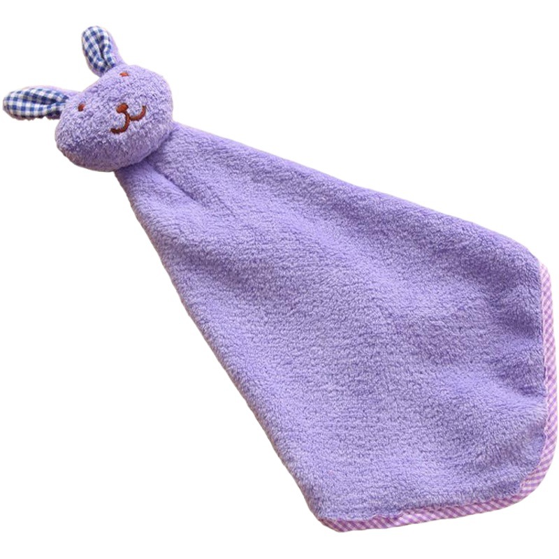 Thickened coral fleece towel cute rabbit hanging absorbent hand cloth towel kitchen cloth wholesale