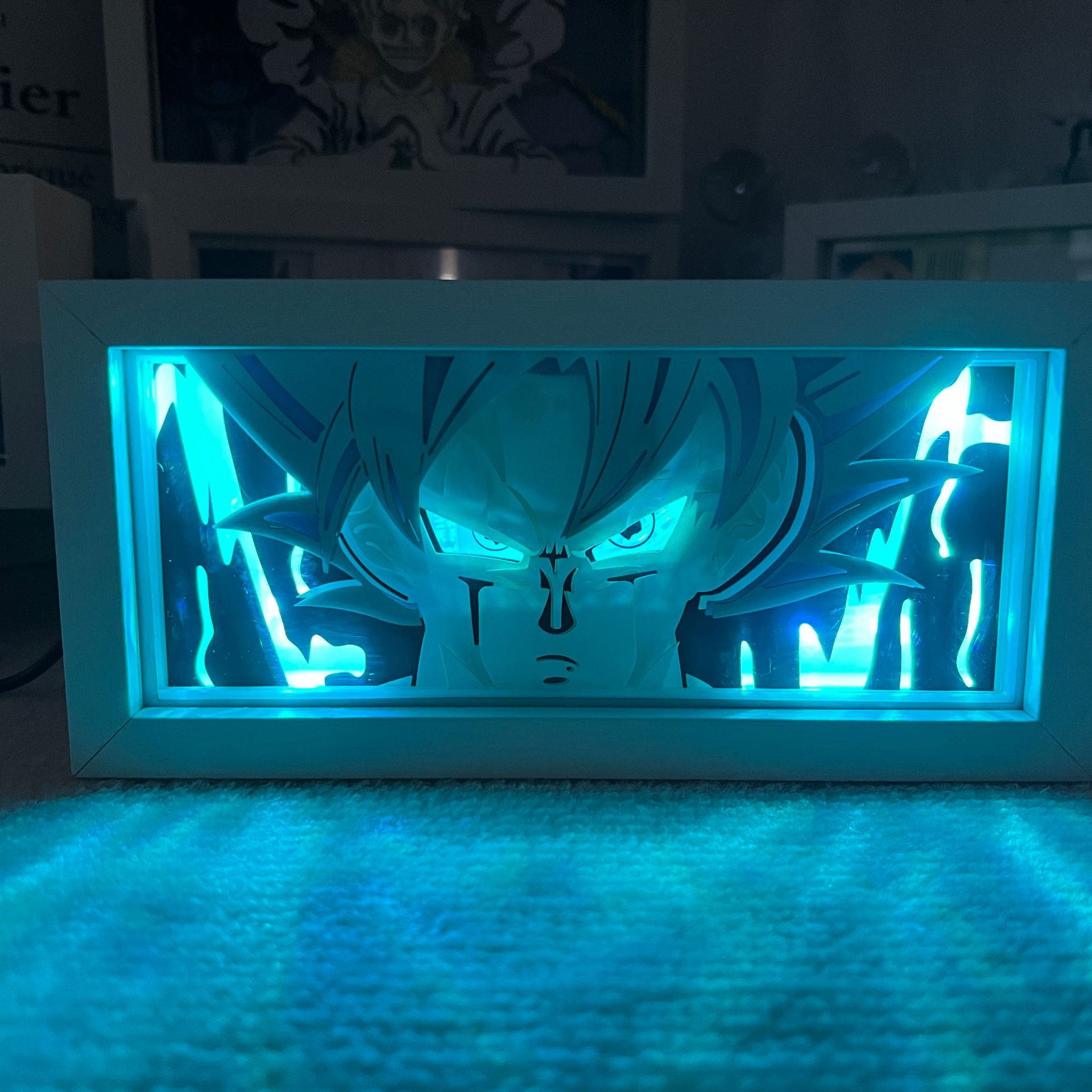 Anime Paper Carving Lamp Dragon Ball Wukong Vegeta Night Light Day Diffuse Frame Lamp Decoration Secondary Peripheral Gift