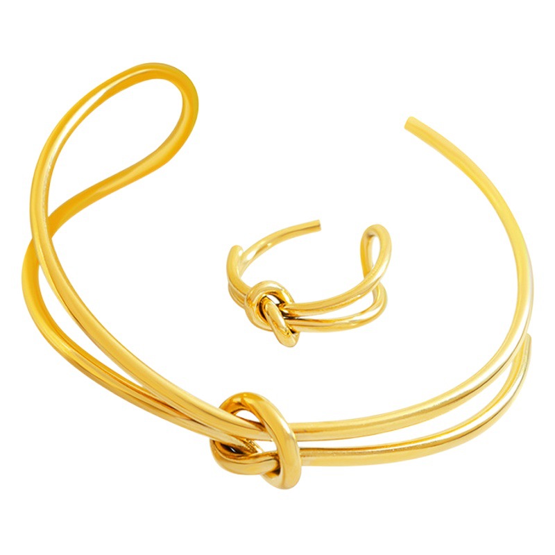 Europe and the United States ins jewelry line double twist knot open ring titanium steel a generation of popular bracelet jewelry