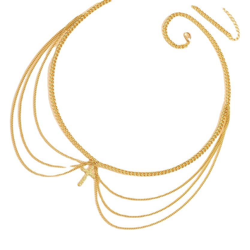 European and American Sexy Trendy Punk Style Cross Waist Chain Women's Waist Accessory Internet Celebrity Retro Tassel Body Chain