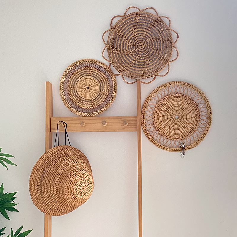 Picture of Nordic handmade Rattan woven bed & breakfast Wall pendant decoration European style living room entrance home wall hanging Rattan