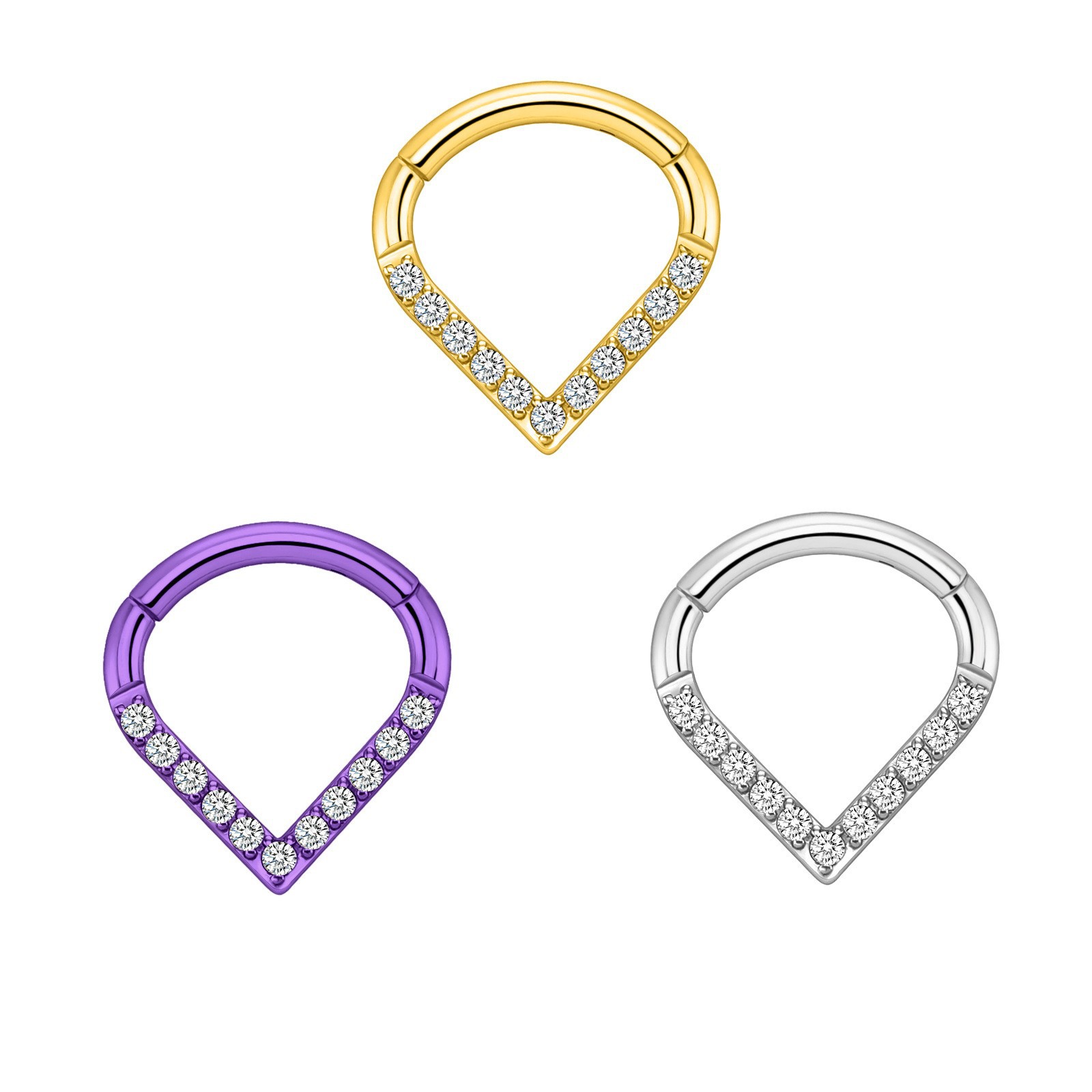 Cross-border Hot Selling Accessories Stainless Steel Nose Ring Fashion Jewelry Drop Piercing Jewelry Diamond Nose Ring