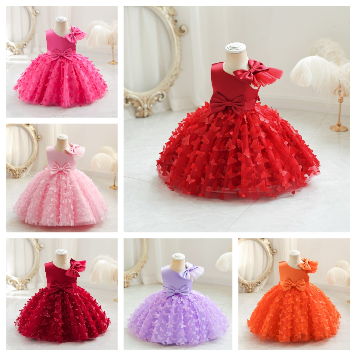 Picture of Girls Princess Dress Mesh Children's Dress 2025 New Girls Middle School Puff Skirt Birthday First Year Dress Skirt Wholesale