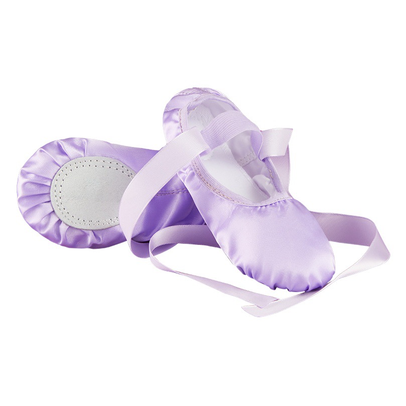 Ribbon Ballet Shoes Pointe Indoor Yoga Practice Shoes Children's Strap Shoes Adult Satin Dancing Soft Sole