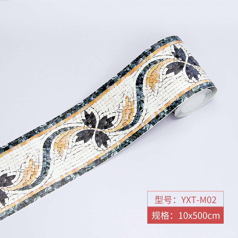 Picture of Bathroom Waistline Stickers Self-Adhesive Waterproof Living Room Bedroom Kitchen Skirting Tile Stickers Pvc Wallpaper Decorative Wall Stickers