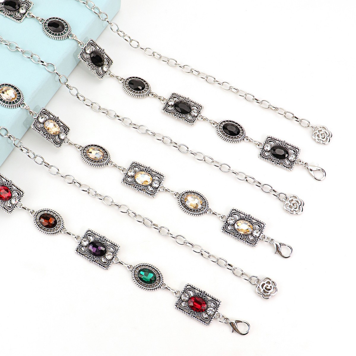 Light Luxury Style High-End Retro Carved Waist Chain Women's Rhinestone Chain Versatile Gemstone Belt Decoration Fashion Dress