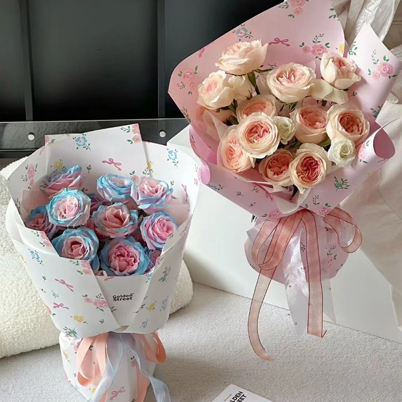 Tanabata Valentine's Day Thickened Rose Printed Wrapping Paper Bouquet Small Broken Flowers Flower Package Waterproof Film Floral Materials