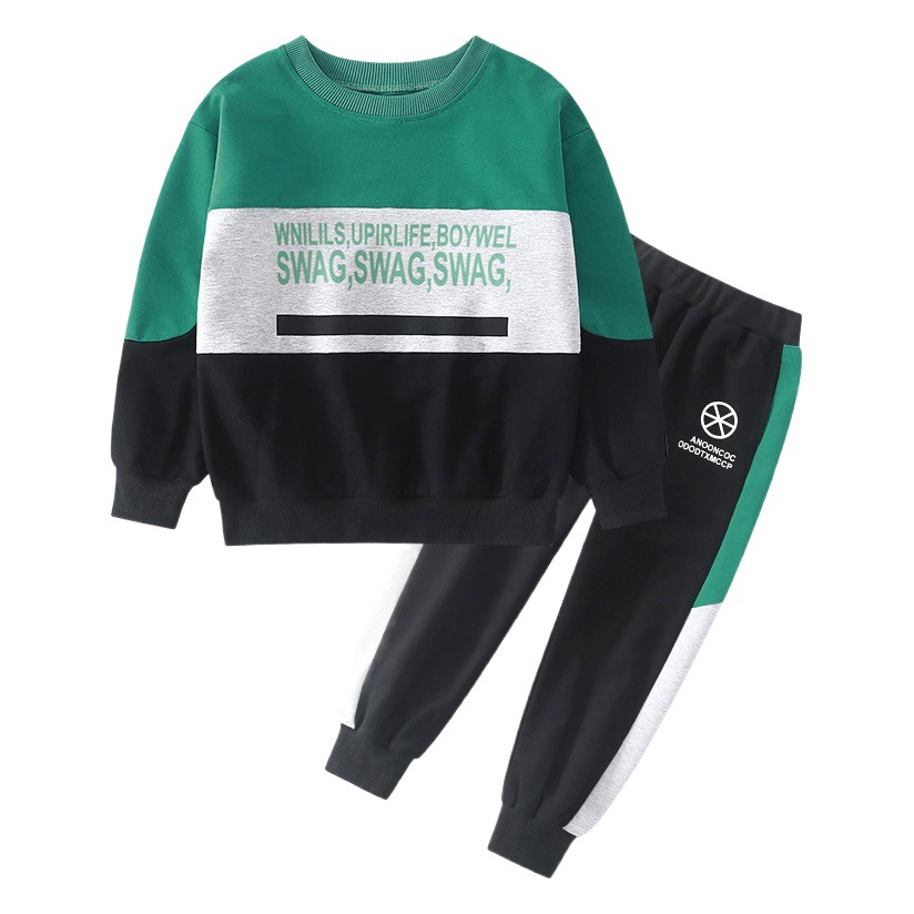 Boys' Autumn Outfit Set 2025 New Children's Sports Big Boy Spring and Autumn Style Boys' Trendy Long-Sleeve Long Pants Set