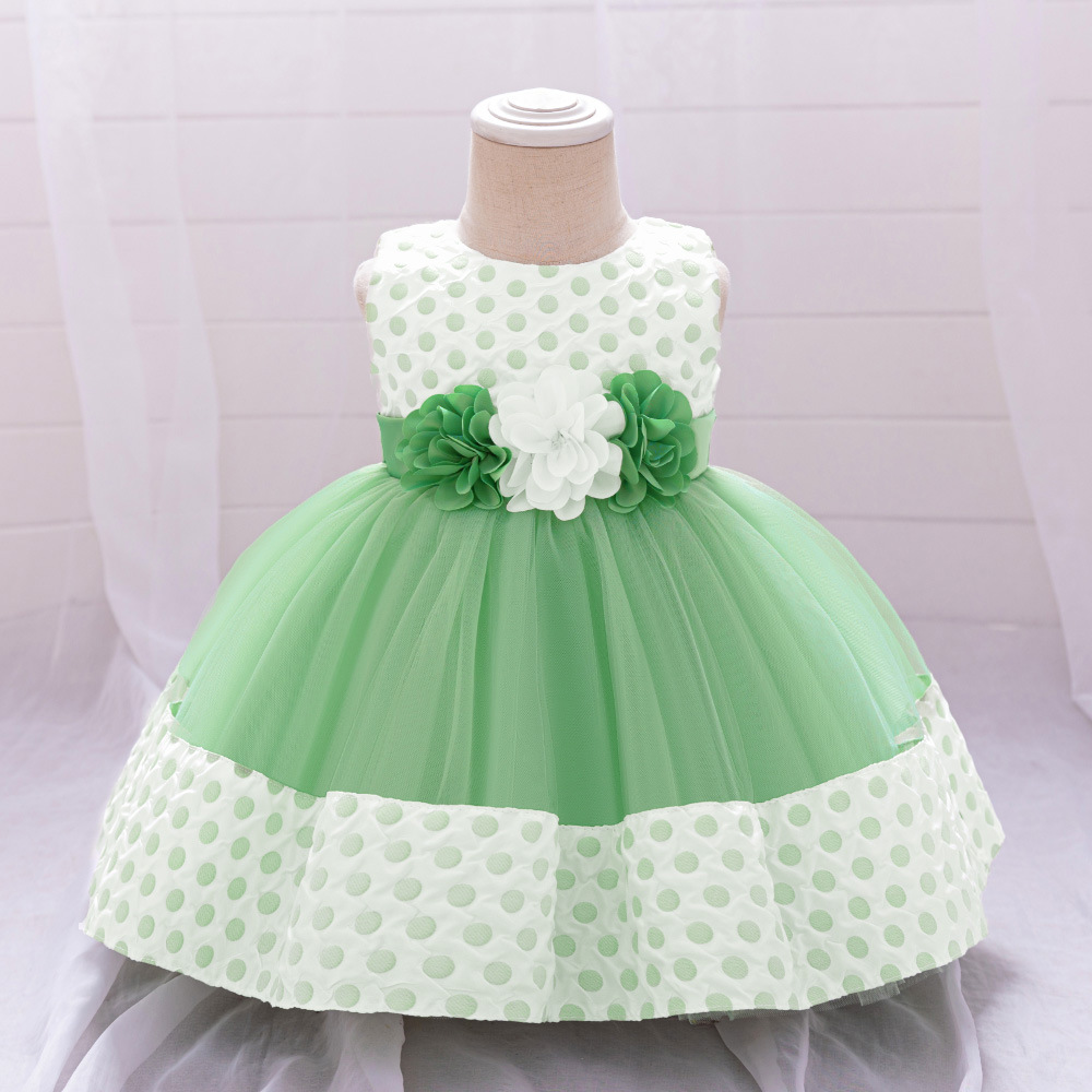Girls' One-Year-Old Dress Flower Floral Dress Baby's Birthday Princess Dress European and American Piano Performance Dress Kids Dress