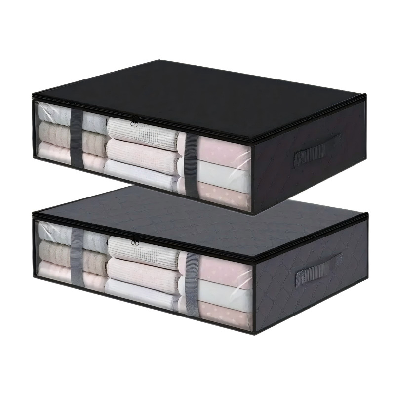 Cross-Border Amazon Large Non-Woven Bag Household Flat Storage Box under the Bed Foldable Clothes Quilt Storage Bag