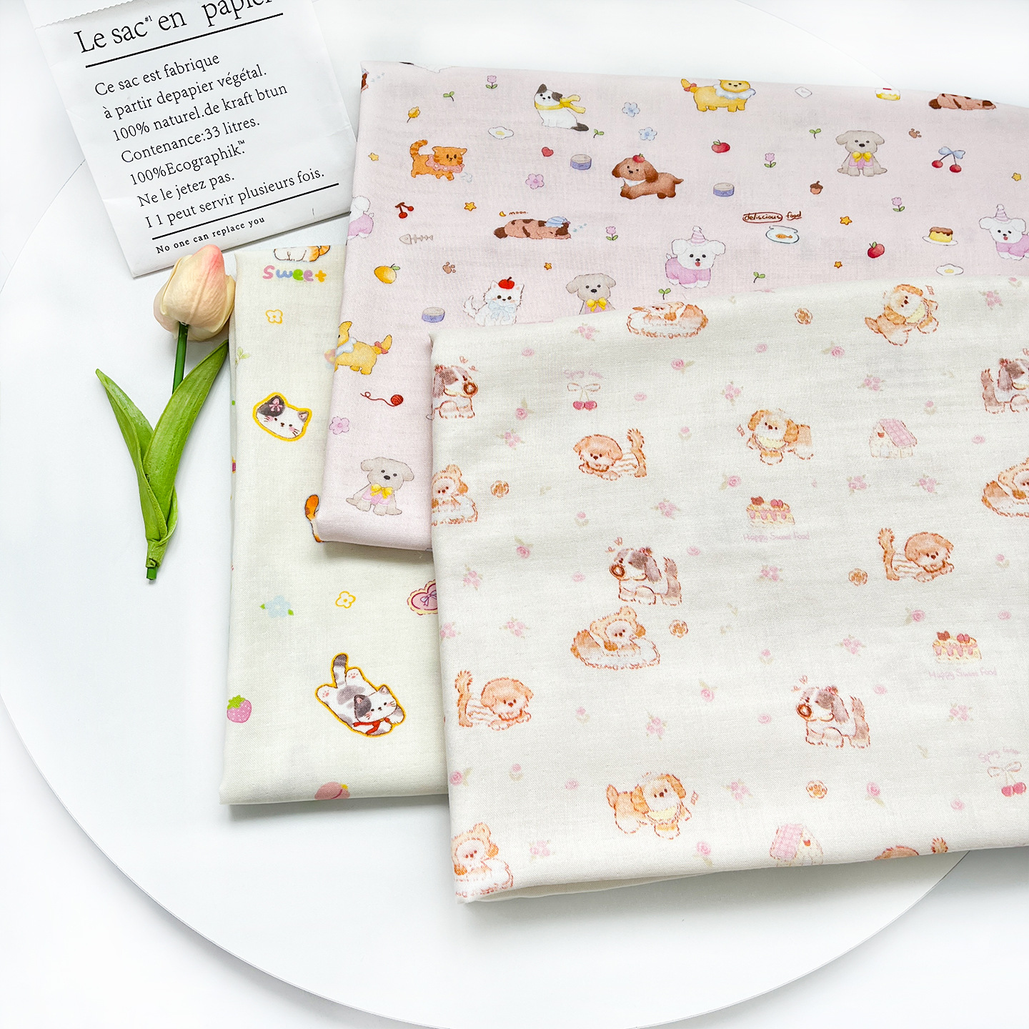 Cartoon Printed Bamboo Fiber Gauze Fabric Baby Saliva Towel Bath Towel Summer Anti-Mosquito Pants Clothing Home Wear Fabric
