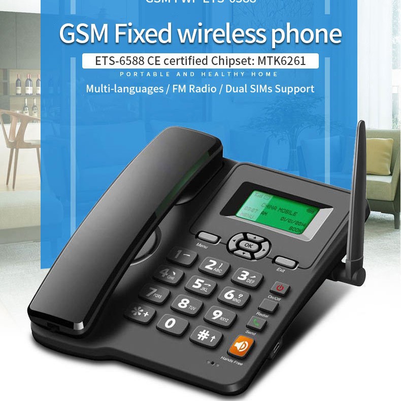 Cross-Border Gsm Wireless Card Phone Dual Sim Multi-Language Fm Radio Home Office 2g Card Landline